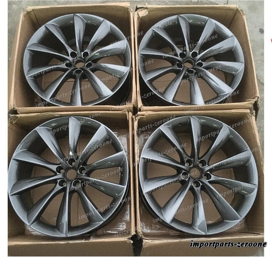 22インチ Tスタイル グレー スタッガー ホイール  テスラ モデル X 22x9 22x10 　-BRN-12600