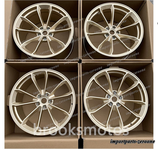 1点限り 19インチ新品ゴールドスタイル フォージドホイールポルシェ 911 GT3 19x8.5 19x11 ワイドボディ　-BRN-11650　鍛造　★