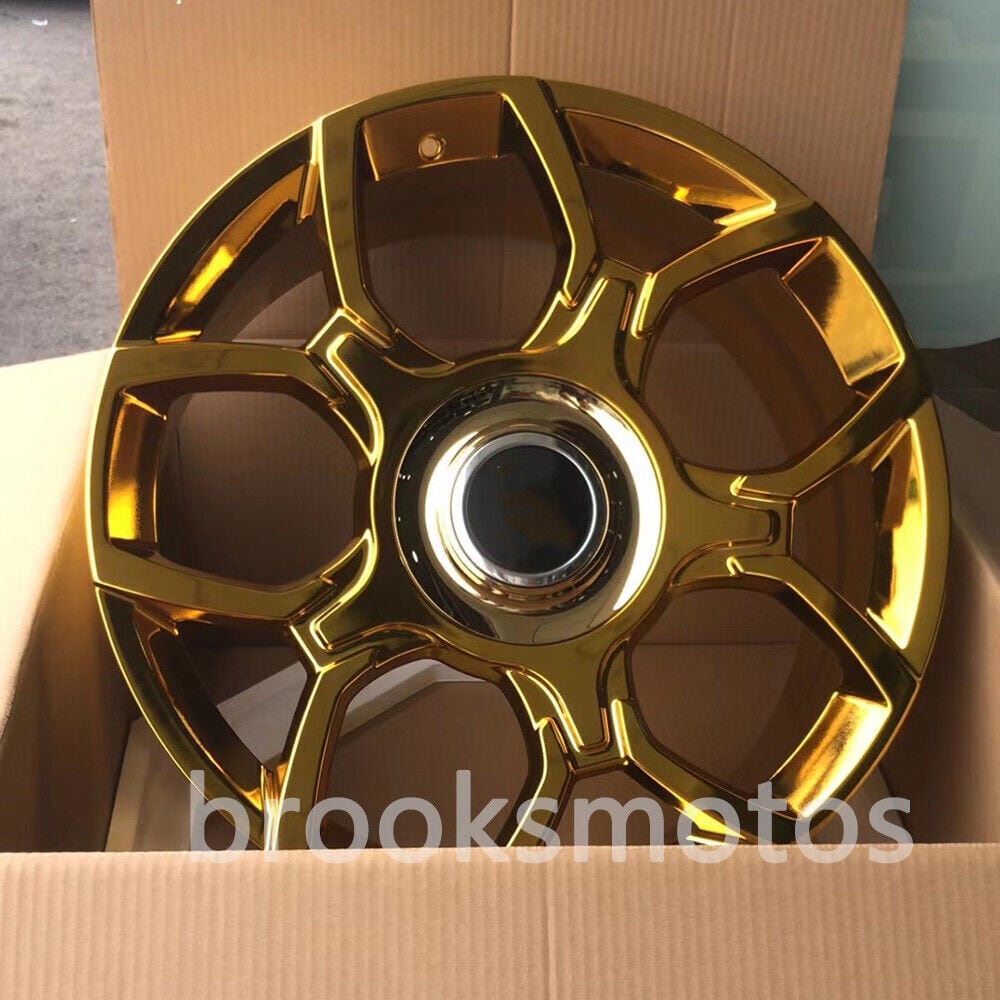 24インチ NEW鍛造クロームゴールドホイール　ロールスロイス　 カリナン　 24 x 10  BRN-1995