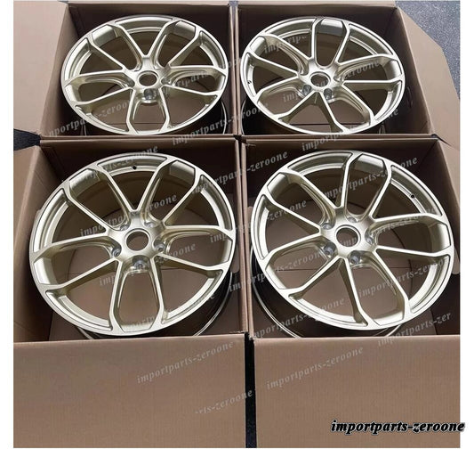 "22インチ 新品 ツイン 5 スポーク ゴールド スタイル ホイール  2017+ ポルシェ カイエン 22x9.5/11.5 　-BRN-12739