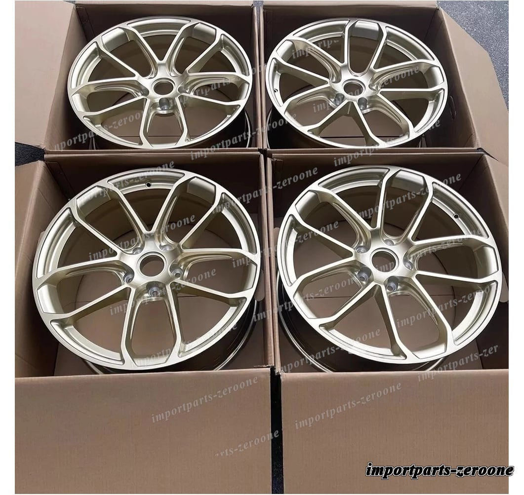 "22インチ 新品 ツイン 5 スポーク ゴールド スタイル ホイール  2017+ ポルシェ カイエン 22x9.5/11.5 　-BRN-12739