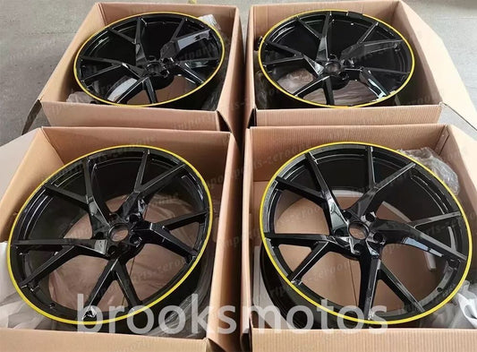 23インチ Mスタイル グロス イエロー ライン フォージド ホイール  ランボルギーニ Urus 23x10/11.5 適合 LI-2062