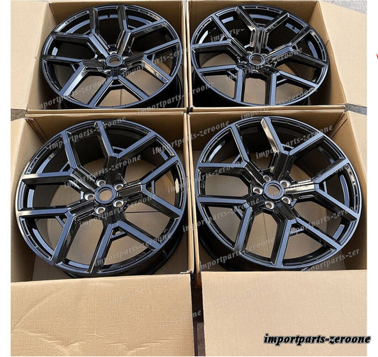 22インチ 新品グロスブラック 5 スポークホイール レンジローバー ボーグ 22x9.5 　-BRN-12291