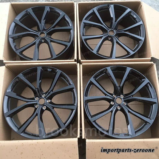22インチ 5 スポークグロスブラックスタイル フォージドホイールジャガー Fペース SVR 22x9.5 22x10.5 適合 LI-1619