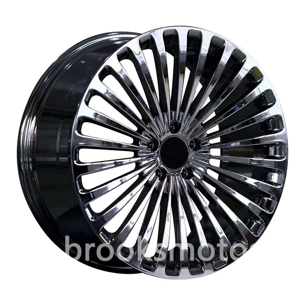 22インチ ニュークロームブラックホイールメルセデスベンツ　EQS450　セダン用　 22X9.5 4 本セット BRN-1758-3