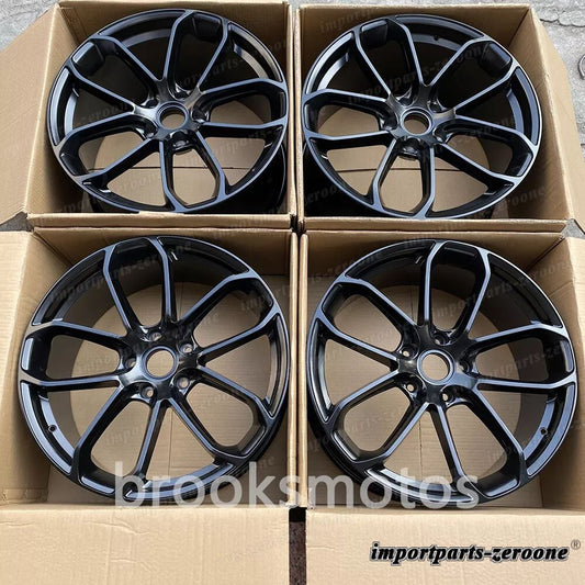 ポルシェ カイエン 20x9.5  20インチ ツイン 5 スポークサテンブラックスクエアホイール LI-1929