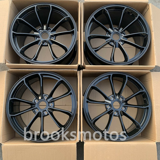 1点限り 19インチ NEW　グロス ブラック STYLE GED ホイールセット ポルシェ 911 GT3 19X8.5 19X11 　-BRN-1073　鍛造　★