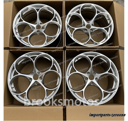 アルファロメオステルビオ 19インチハイパーシルバーフルホイール　FORGED 19x8.5 19x10 4本セット　-BRN-11967