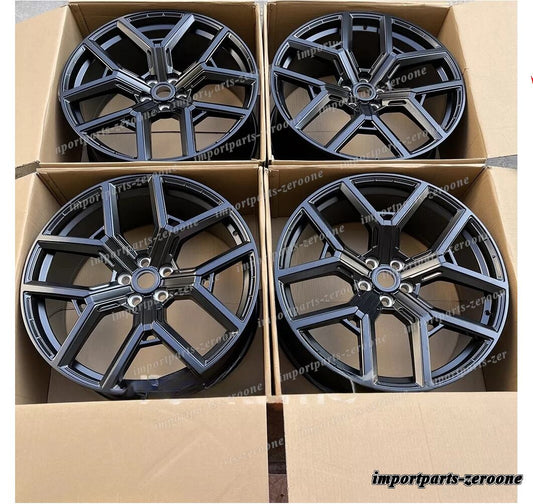 22インチ 新品サテンブラック 5 スポークホイール レンジローバー ボーグ 22x9.5 　-BRN-12434
