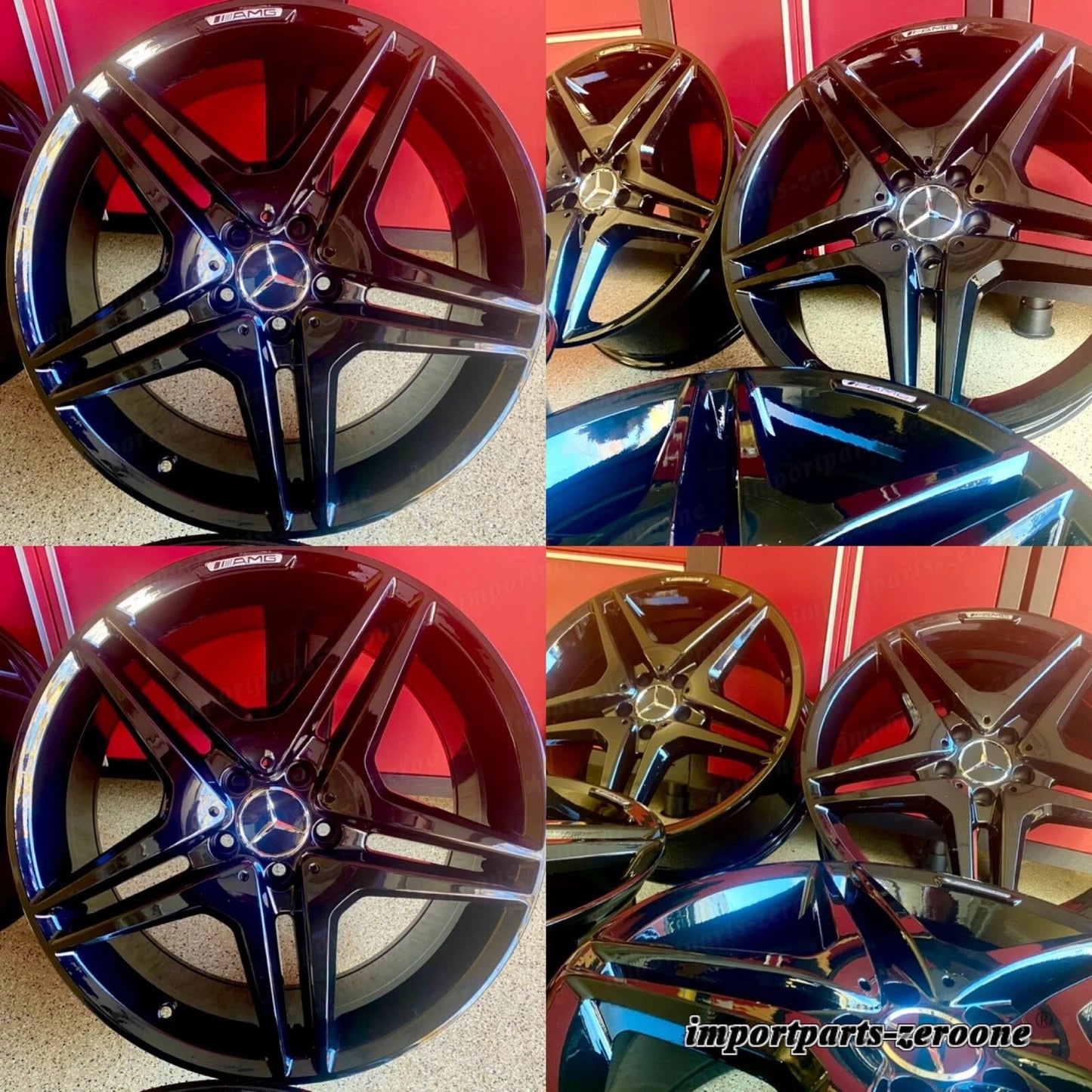 19インチ メルセデス SL63 グロスブラックリムホイールセット4 新品 19/8.5 19/9.5 SL550 AMG EX-1066