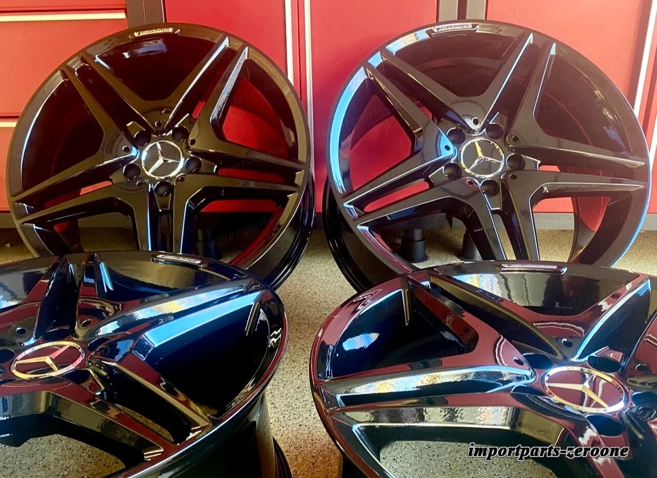 19インチ メルセデス SL63 グロスブラックリムホイールセット4 新品 19/8.5 19/9.5 SL550 AMG EX-1066