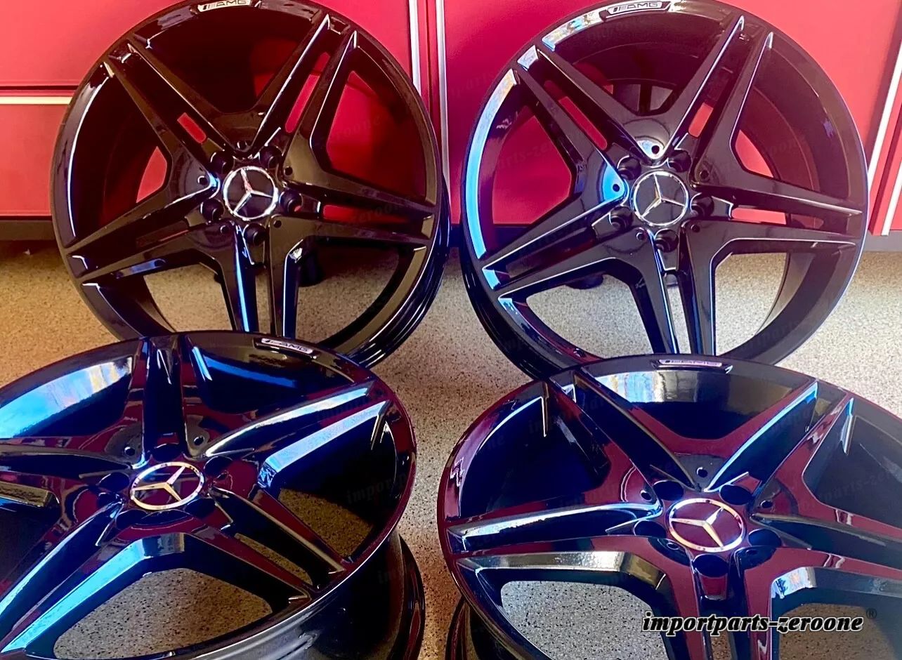 19インチ メルセデス SL63 グロスブラックリムホイールセット4 新品 19/8.5 19/9.5 SL550 AMG EX-1066