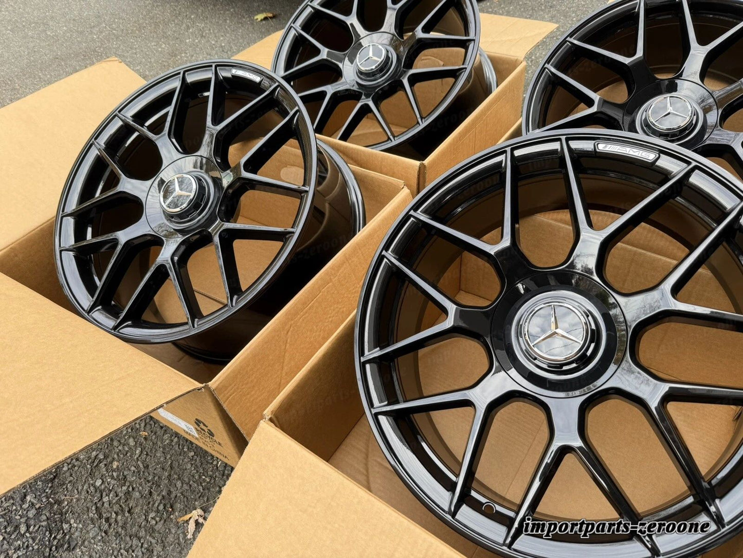 メルセデス 19インチ E63 リムホイールセット 4 新品 スタッガー フィット E300 E400 E550 E AMG EX-1072