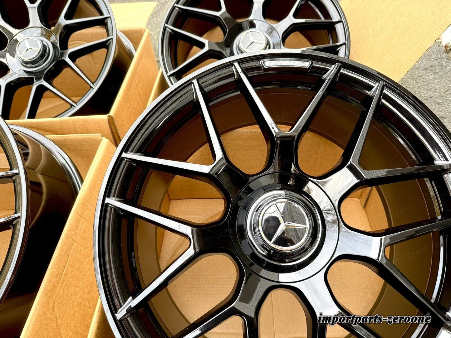 メルセデス 19インチ E63 リムホイールセット 4 新品 スタッガー フィット E300 E400 E550 E AMG EX-1072