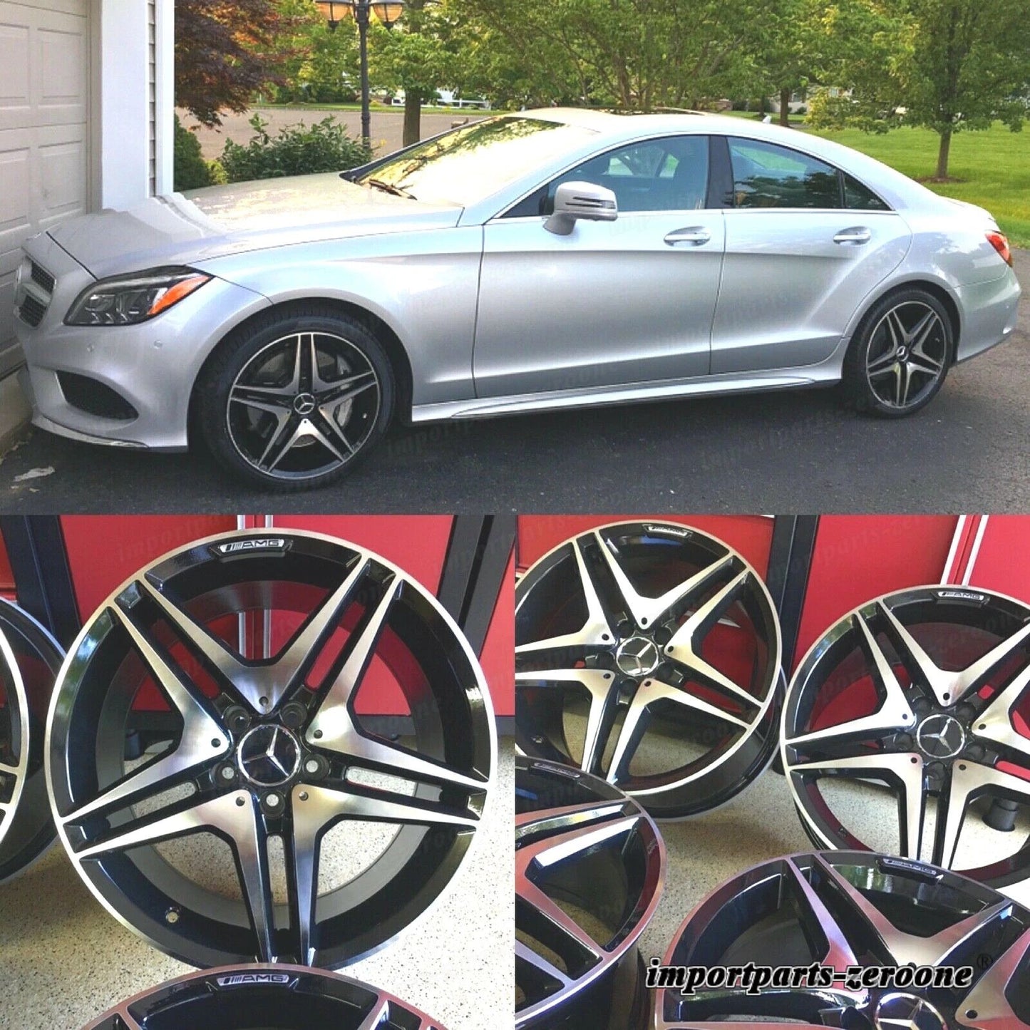 ブラック EDT メルセデス 18インチ リムホイールセット4 新品 18/8.5 E350 E300 E550 AMG に適合 EX-1085