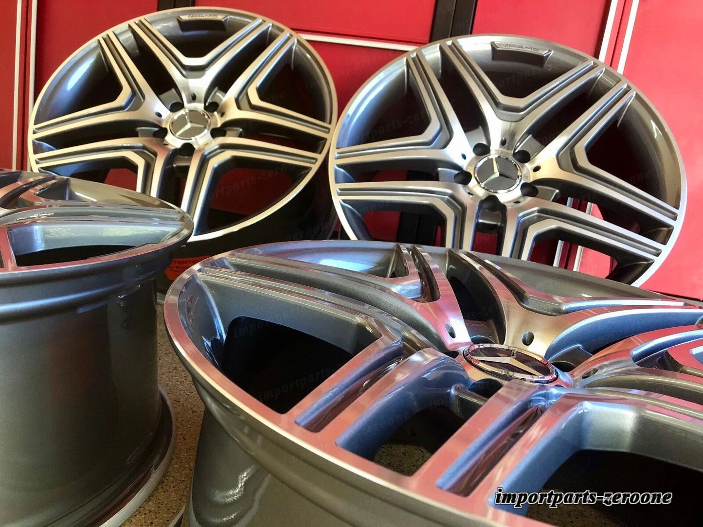 メルセデス 18in C63 ガンメタルリムホイール 18/8.5 セット 4 新品 C300 C250 C350 AMG に適合 EX-1086