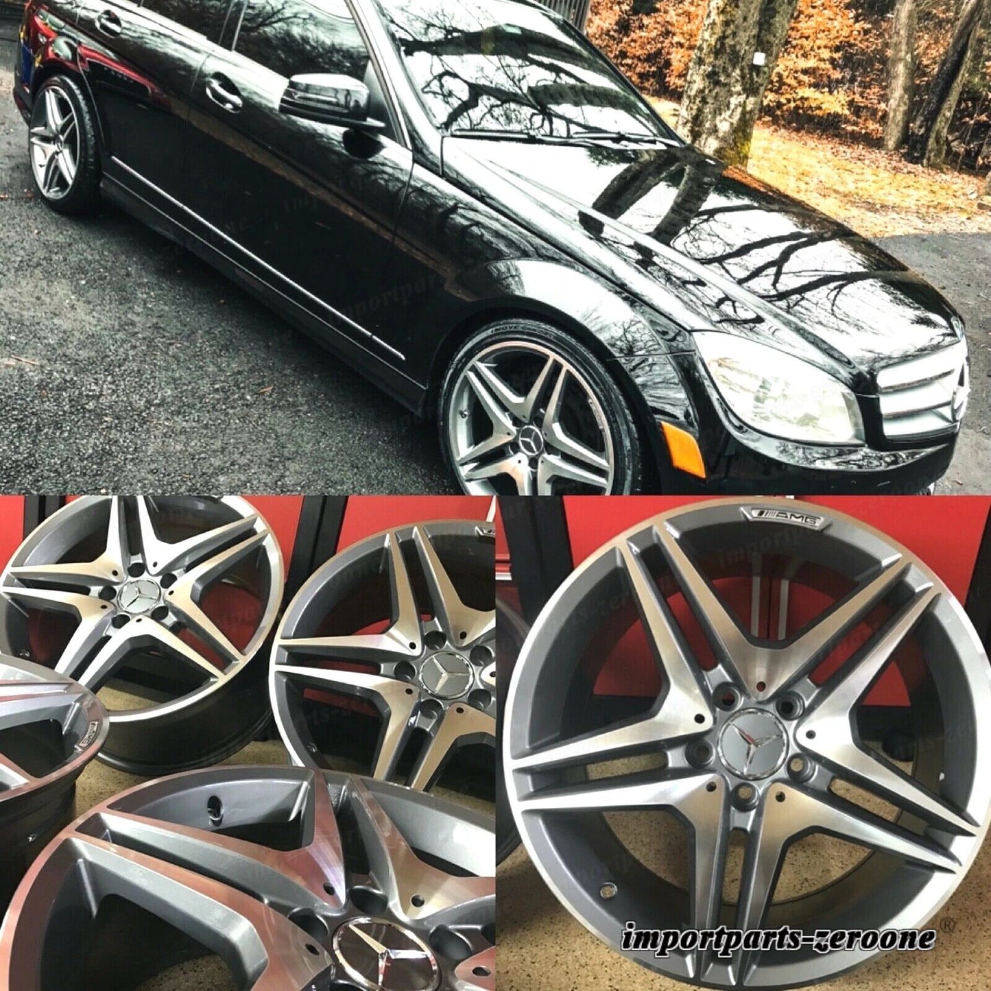 18インチ メルセデス ガンメタル ホイール リム SET4 新品 18/8.5 C250 C300 C350 C AMG に適合 EX-1122