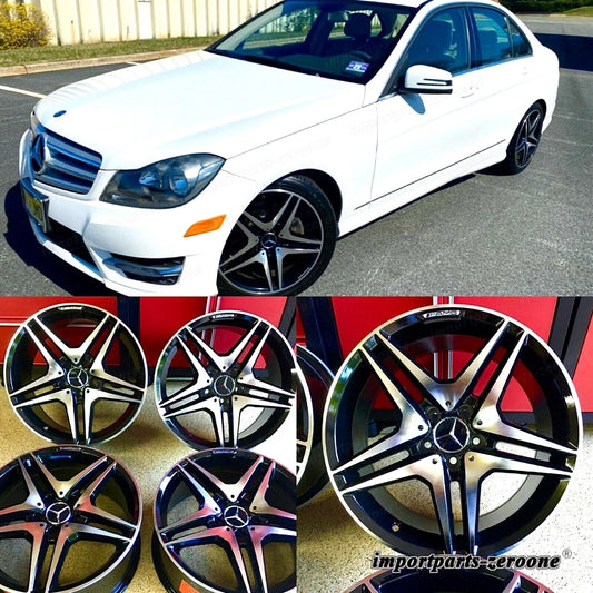 ブラック EDT メルセデス 18インチ リムホイールセット4 新品 18/8.5 C300 C250 C350 AMG に適合 EX-1126