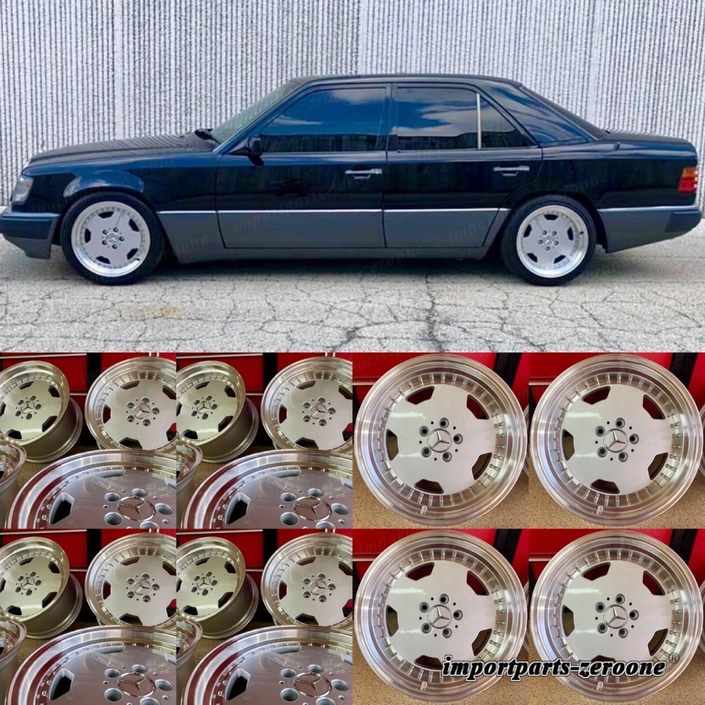 17 インチメルセデスリムディープディッシュハンマー 124 セット 4 新品e300 E320 E500 E AMG に適合 EX-1147