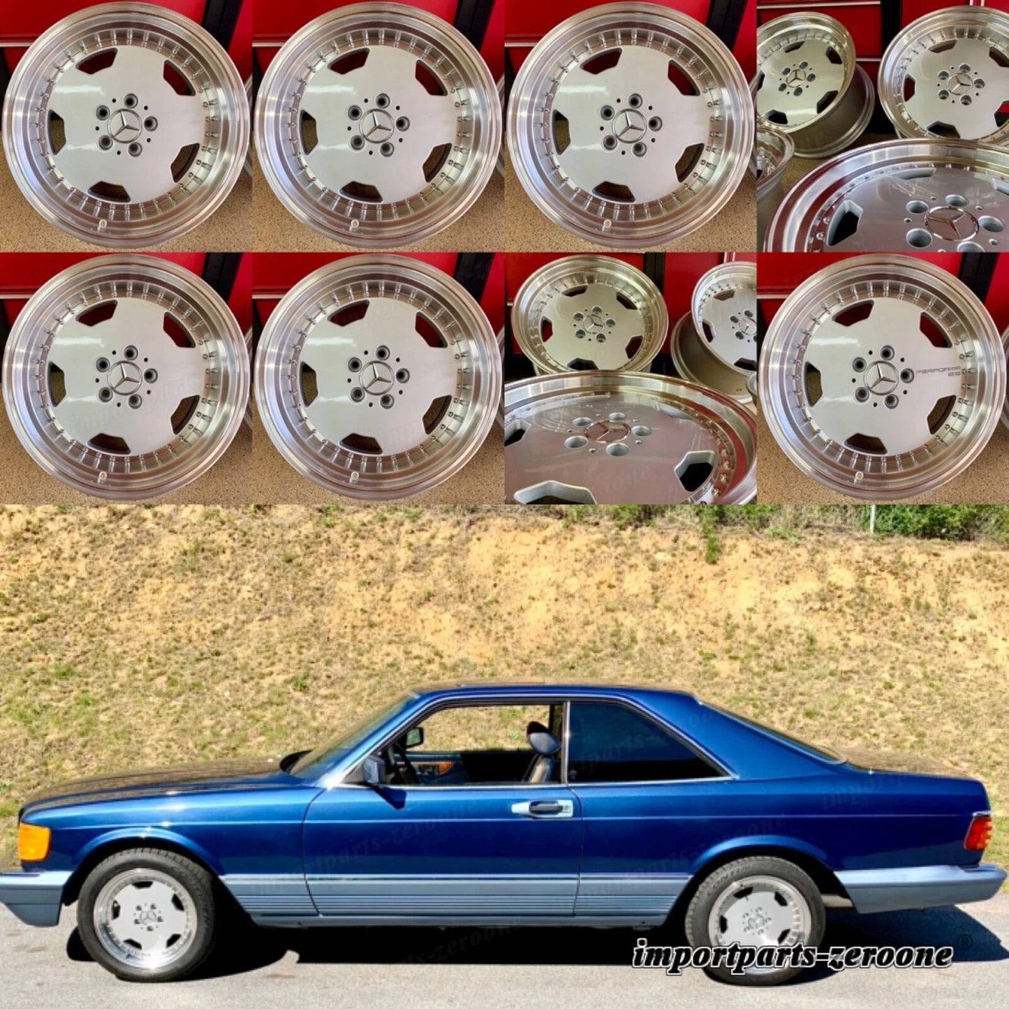 17 インチメルセデスリムディープディッシュハンマー 124 セット 4 新品e300 E320 E500 E AMG に適合 EX-1147