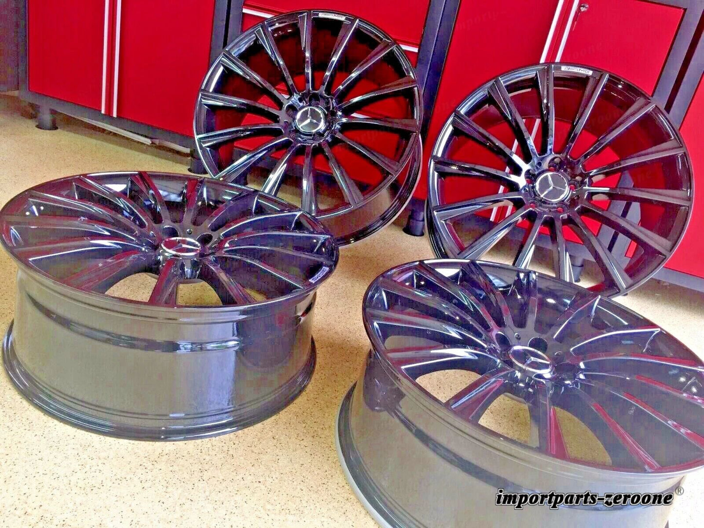 メルセデス フィット 18インチ ブラック 18/8.5 リムホイールセット4 新品 フィット E300 E350 E550 AMG EX-1186