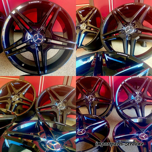 19 インチメルセデスブラックリムホイールセット 4 新品 19/8.5 19/9.5 S550 S450 S560 S AMG EX-1200