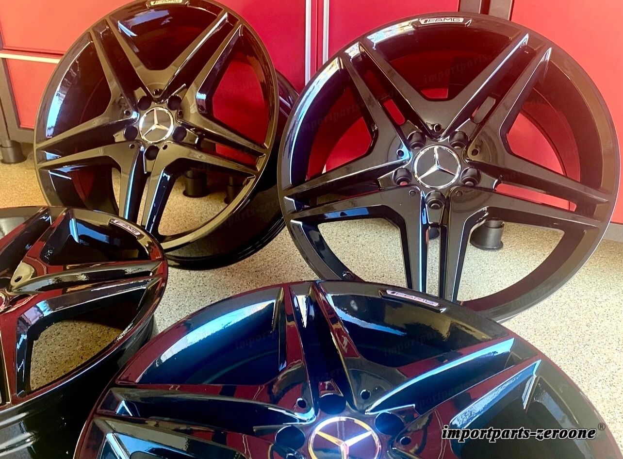 19 インチメルセデスブラックリムホイールセット 4 新品 19/8.5 19/9.5 S550 S450 S560 S AMG EX-1200