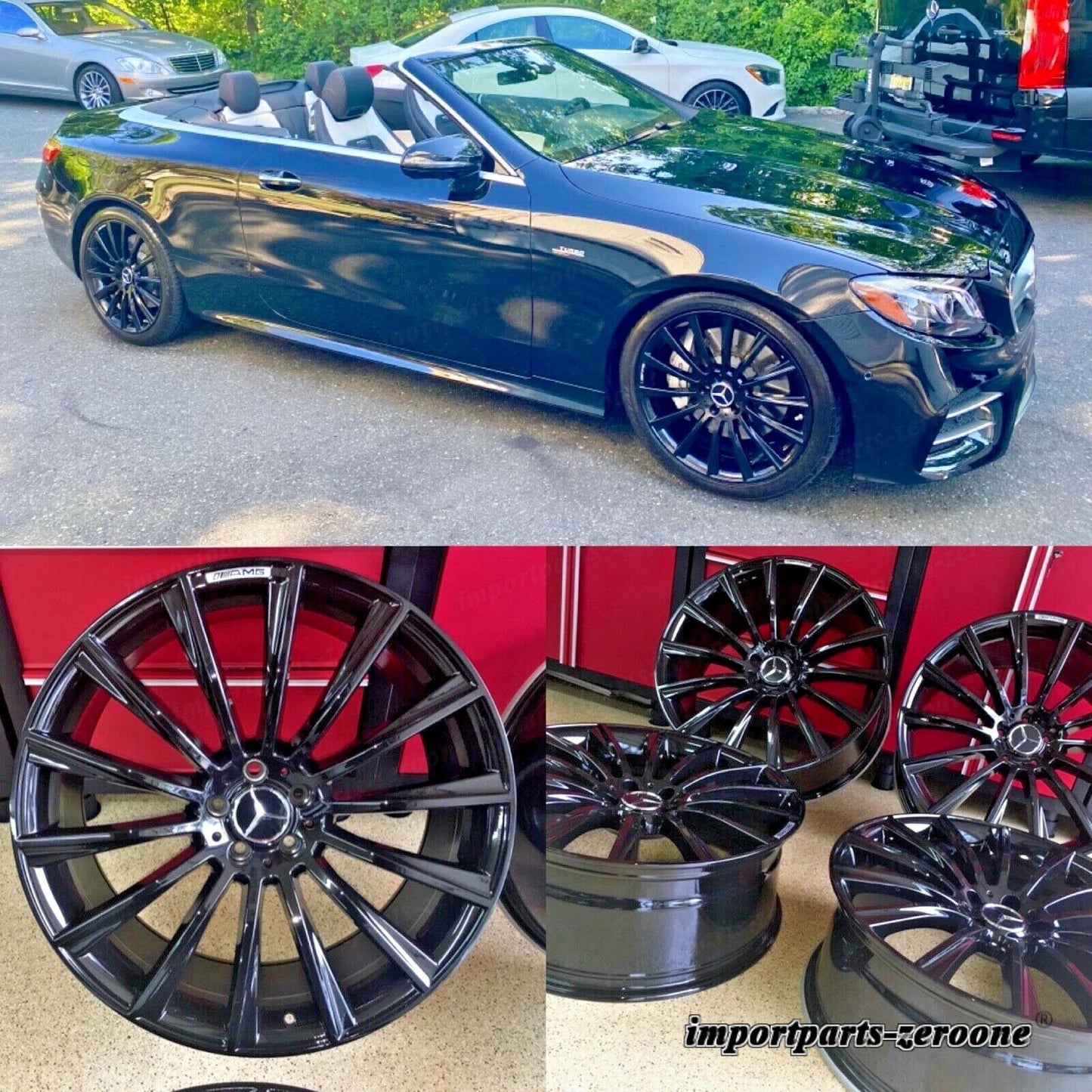 メルセデス フィット 18インチ ブラック 18/8.5 リムホイールセット 4 新品 フィット E350 E300 C300 AMG EX-1221