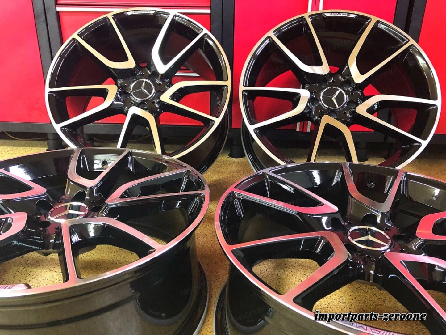 メルセデス E53 19 インチリムホイールセット4 新品 19/8.5 19/9.5 E350 E550 E400 AMG に適合 EX-1383