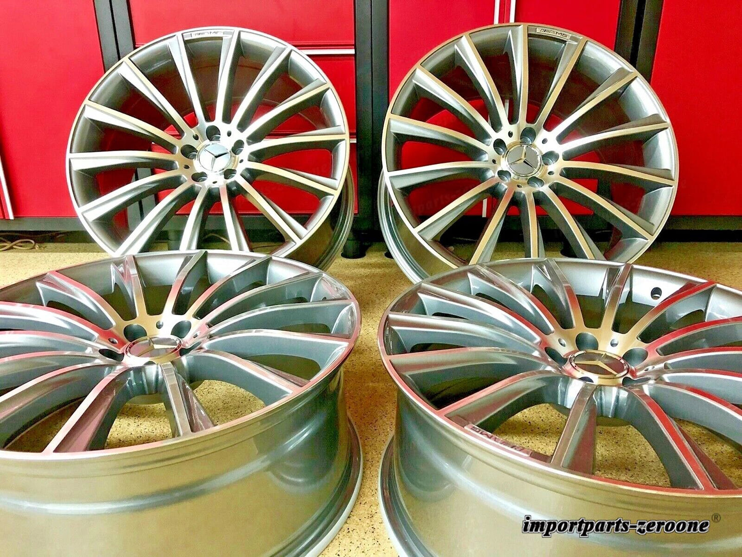 18インチ メルセデス E63 リムホイールセット4 新品スタッガー SL550 SL500 SL400 AMG に適合 EX-1390