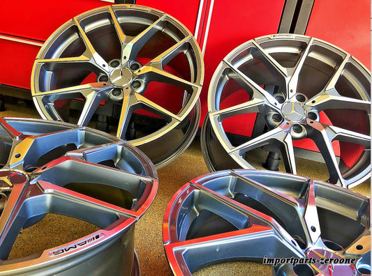 18インチ メルセデス シルバー リム ホイール セット4 新品 18/8.5 18/9.5 E350 E550 E300 E AMG EX-1449