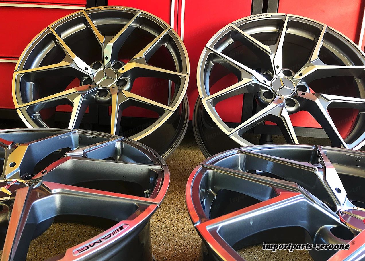 18インチ メルセデス シルバー リム ホイール セット4 新品 18/8.5 18/9.5 E350 E550 E300 E AMG EX-1449