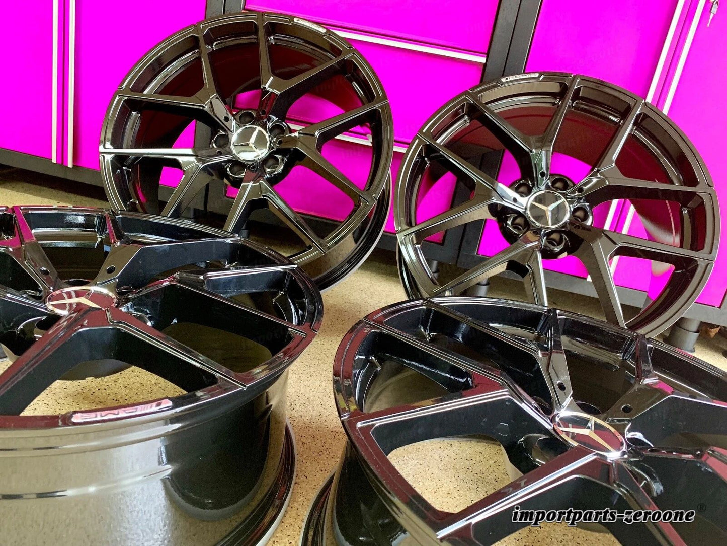 メルセデスベンツ ブラック 19 インチリムホイール新品Set4 19/8.5 19/95 S550 S560 S63 AMG EX-1471