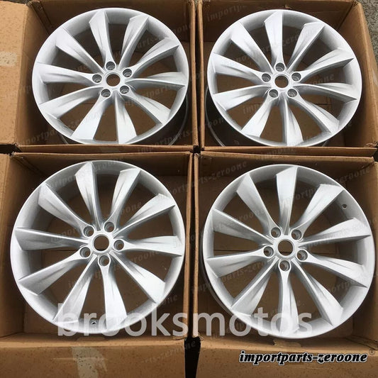 21インチTスタイルスタッガー ホイール テスラモデル S ハイパーシルバー 21x8.5 21x 9 適合 LI-2302