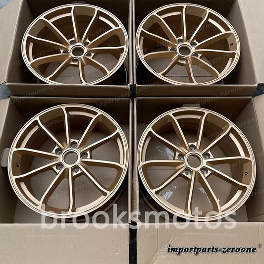 18インチ新品マットゴールドスタイル フォージドホイールポルシェ911 996 C4Sワイドボディ適合 LI-1423