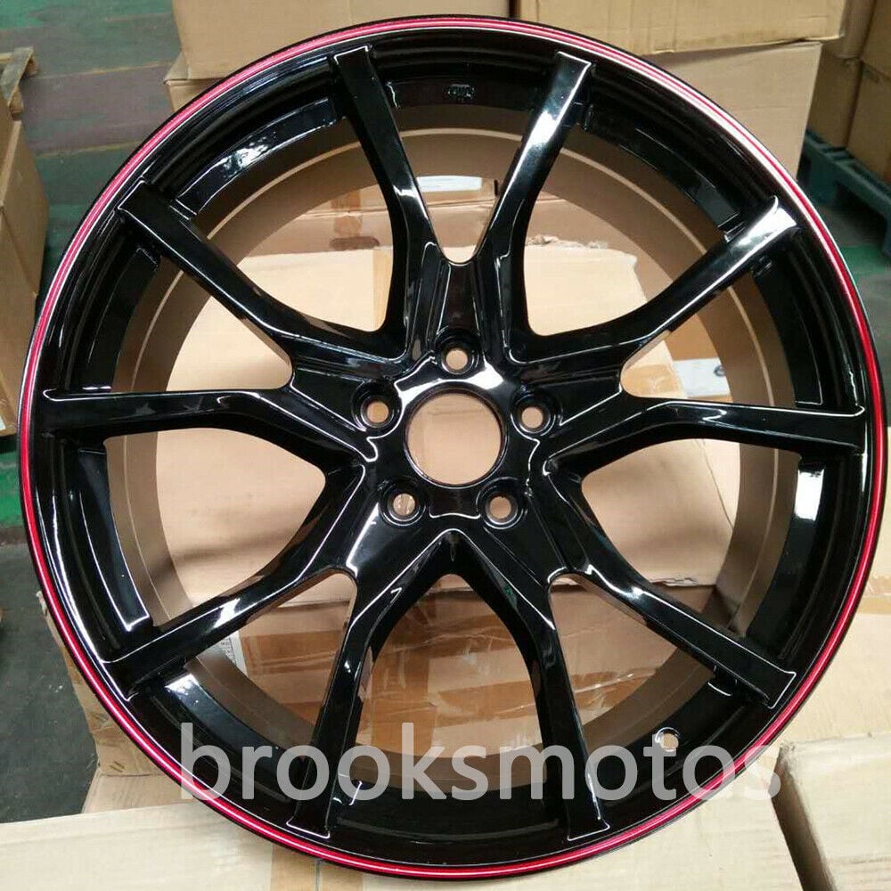 1点限り 20インチ TWIN 5 スポーク ホイールセット 2006+ アキュラ RDX 20X8 オフセット48 RED LINE 　-BRN-1117　鍛造　★