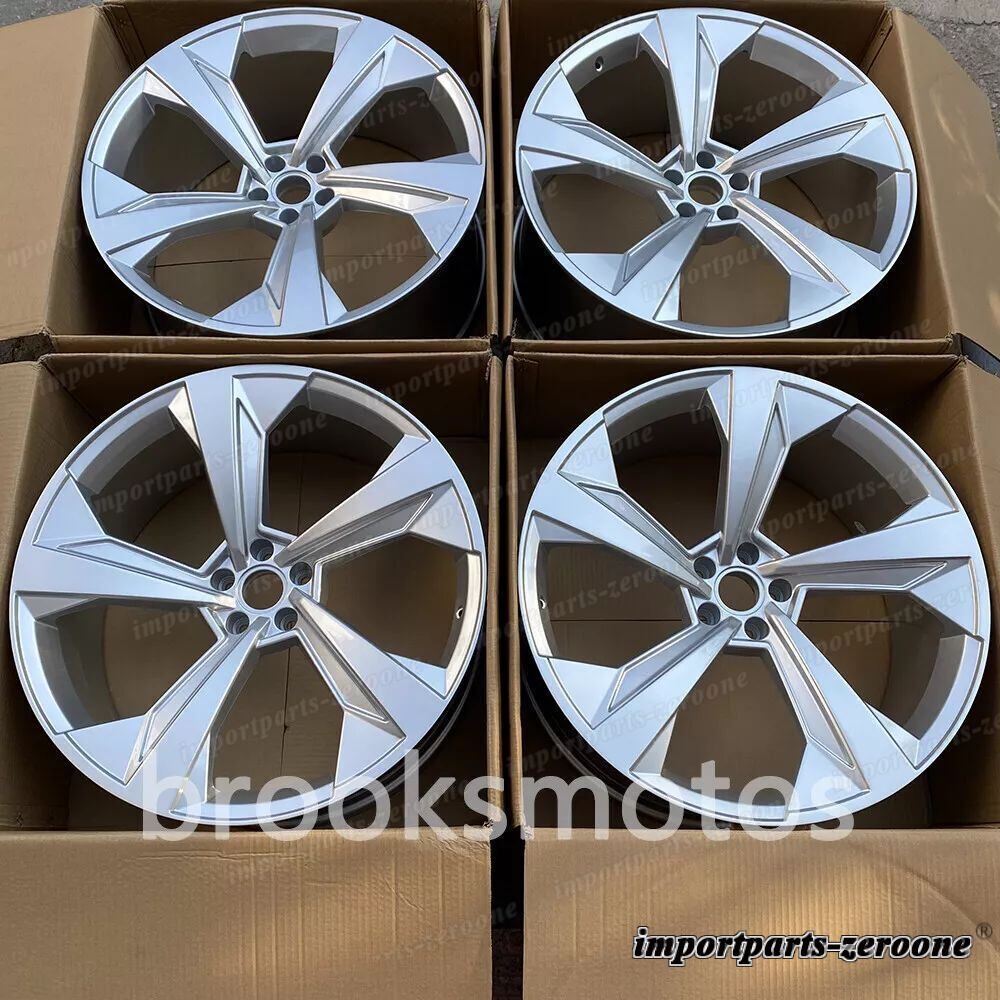 22インチ シルバー 5 スポークホイール 2016+ アウディ Q7 Q8 RS Q7 RS Q8 22x10 オフセット 20 適合 LI-1405