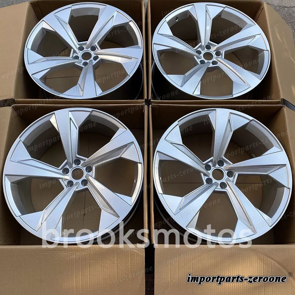 22インチ シルバー 5 スポークホイール 2016+ アウディ Q7 Q8 RS Q7 RS Q8 22x10 オフセット 20 適合 LI-1405