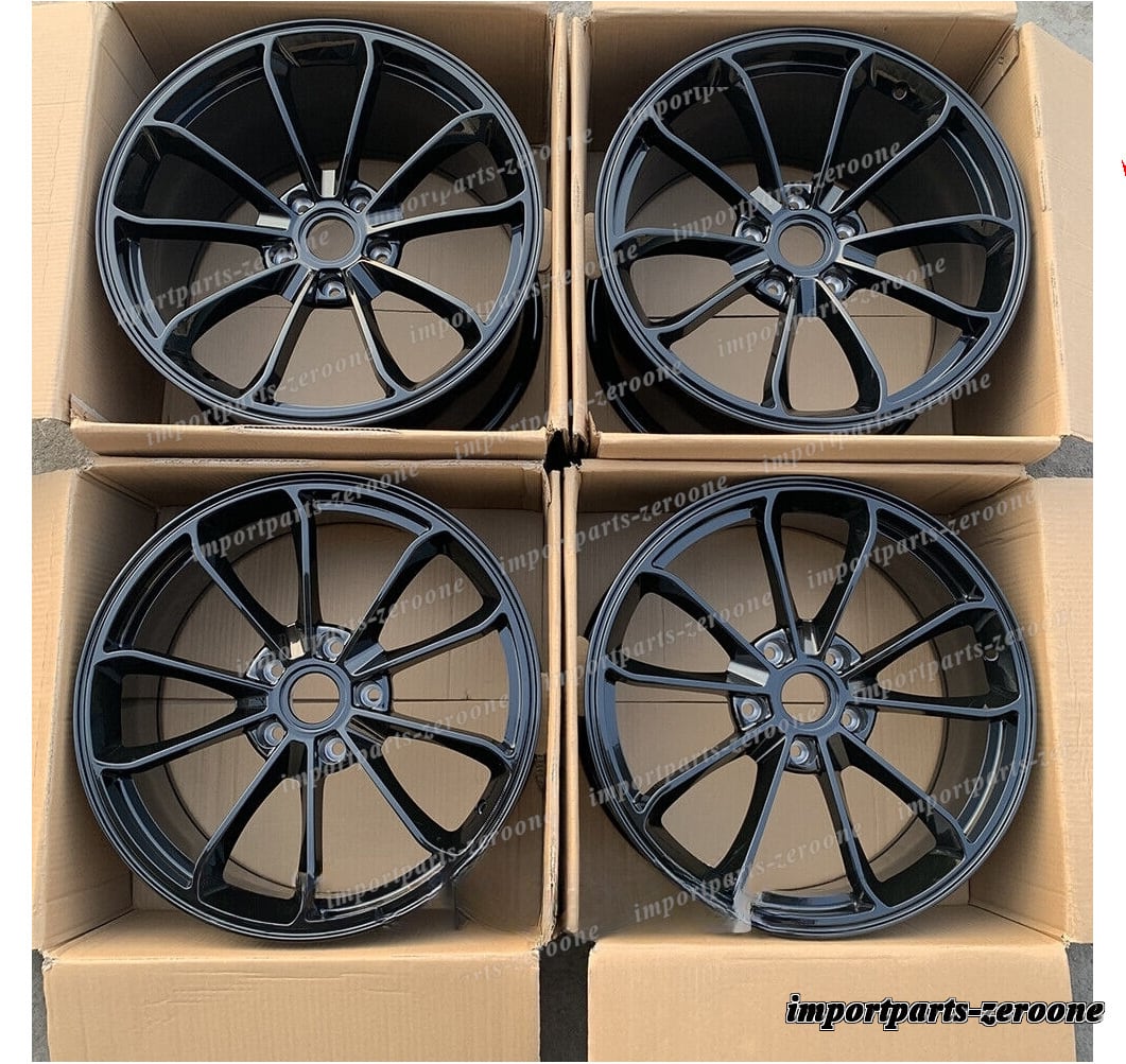 1点限り 19インチ 新品グロスブラック GT4 スタイル ホイール ポルシェ 911 ワイドボディ　-BRN-12261　鍛造　★　鍛造　★