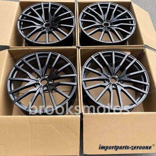 22インチ新品マットブラックスタイルホイール2019+ BMW X5 2020+ X6 742 22x9.5/10.5 適合 LI-1747