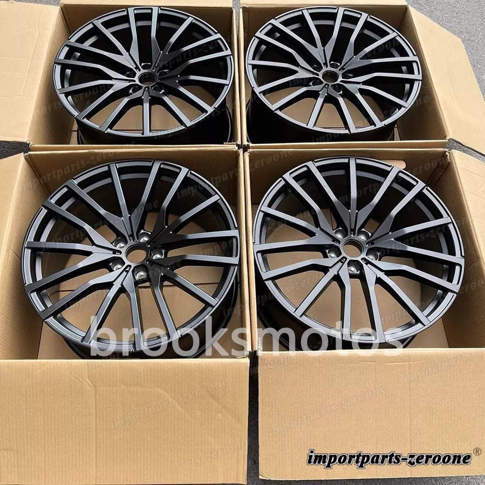 22インチ新品マットブラックスタイルホイール2019+ BMW X5 2020+ X6 742 22x9.5/10.5 適合 LI-1747